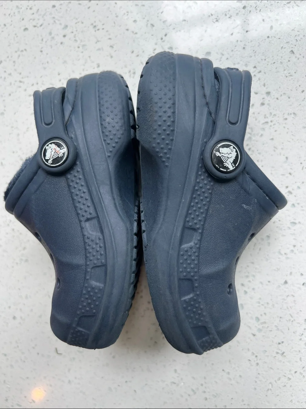 CROCS Kids Fuzzy-Lined Navy Slip-On Clogs